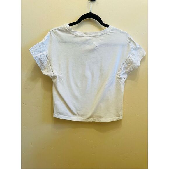 Industry White Ruffle Islet Flutter Sleeve Top Size Small - Picture 4 of 4